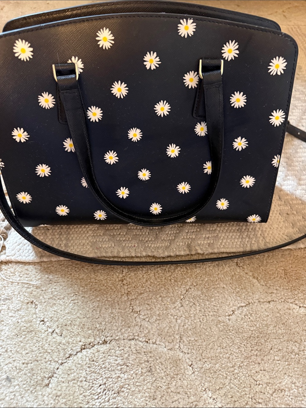 kate spade black daisy print satchel - Picture 4 of 5